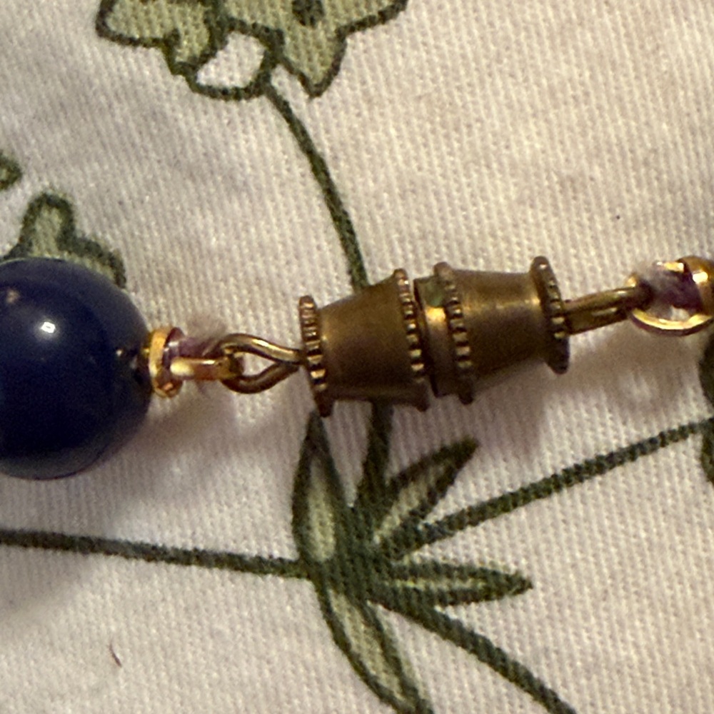 Elegant Blue Beaded Necklace 16” - Picture 2 of 3